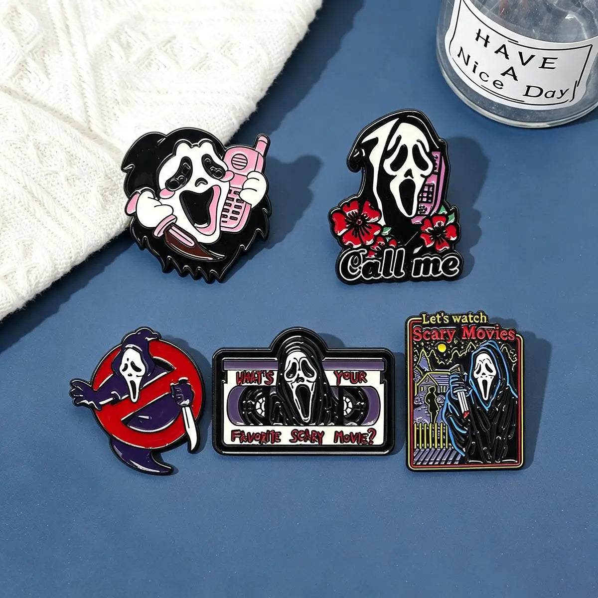 Lot de 5 pins émail Halloween – Style gothique