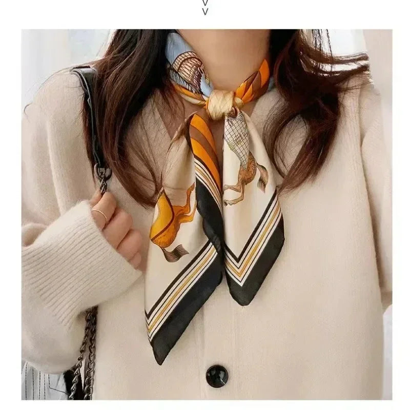 100% Mulberry Silk Scarf Women's Satin Multifunctional Square Scarf 90X90cm - Headband Hair Ribbon Neckerchief Bandana