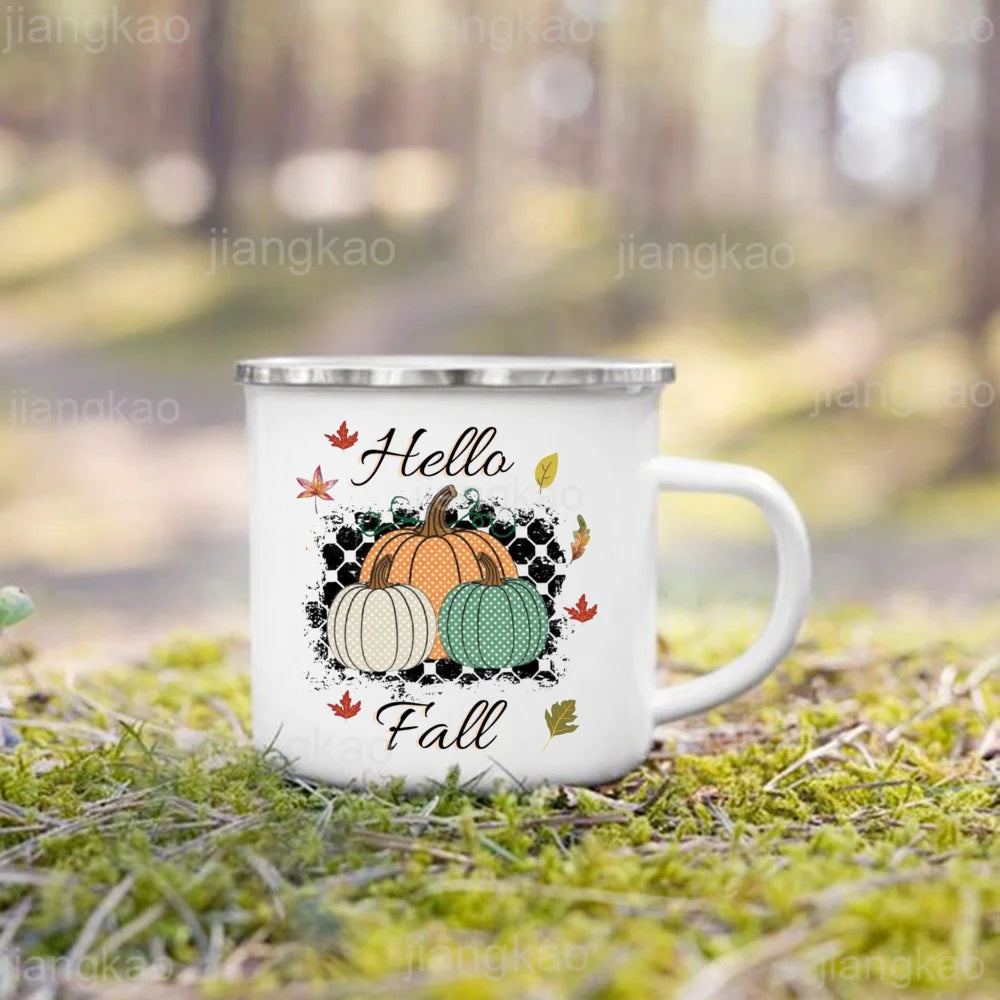 Mug émail citrouille « It's Fall Y'all »