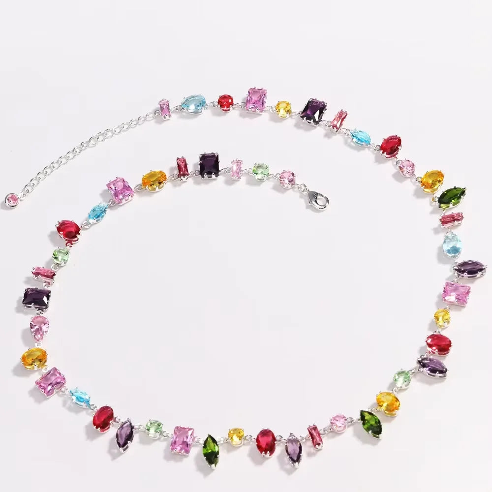 Collier pendentif multicolore doré