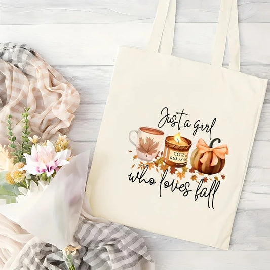 Sac fourre-tout imprimé d'automne citrouille et café