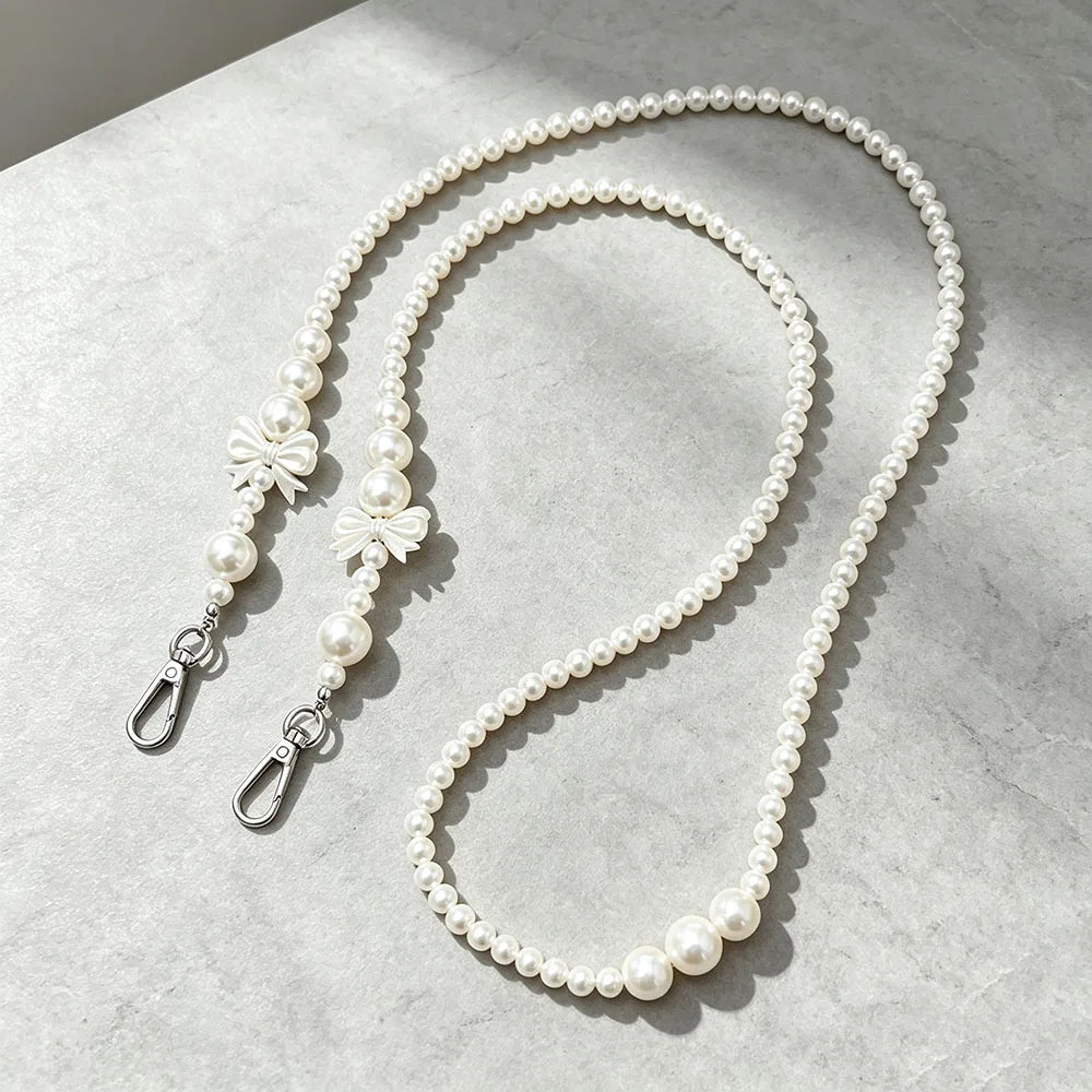 Chaîne de téléphone perles blanches – Bandoulière