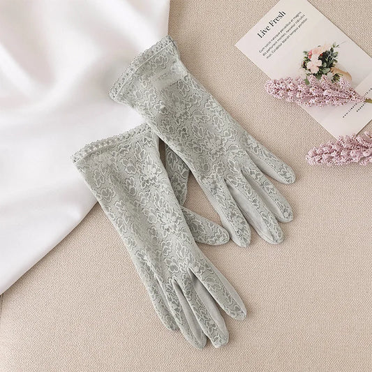Gants d'été anti-UV tactiles en soie (dentelle)