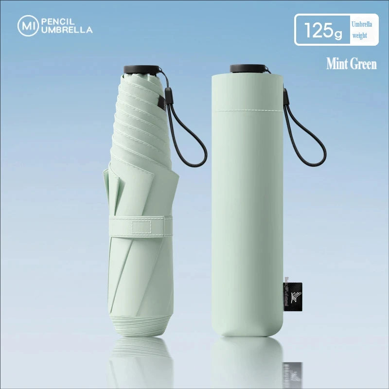 125g  Ultra-Light Fiber Sun Umbrella, 5-Rib 3-Fold Pencil Umbrella, UV Protection Dual-Use Sun & Rain Portable Umbrella