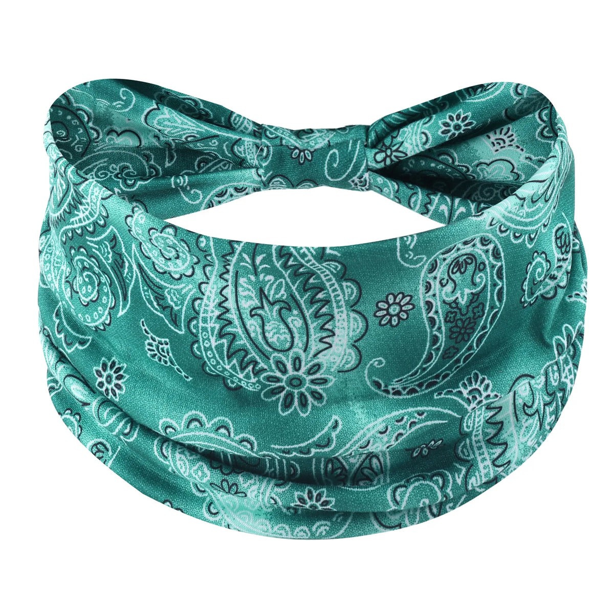 Bohemian Paisley Print Turban Headband Soft Elastic Hairband Women Wide Headwrap Travel Beach Sport Hair Accessories
