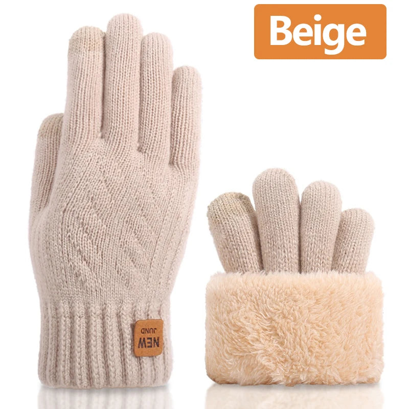 Women's Thermal Touchscreen Gloves - Cable Knit Fleece Lined, Soft Warm Winter for Outdoor Riding Commuting, Autumn Winter