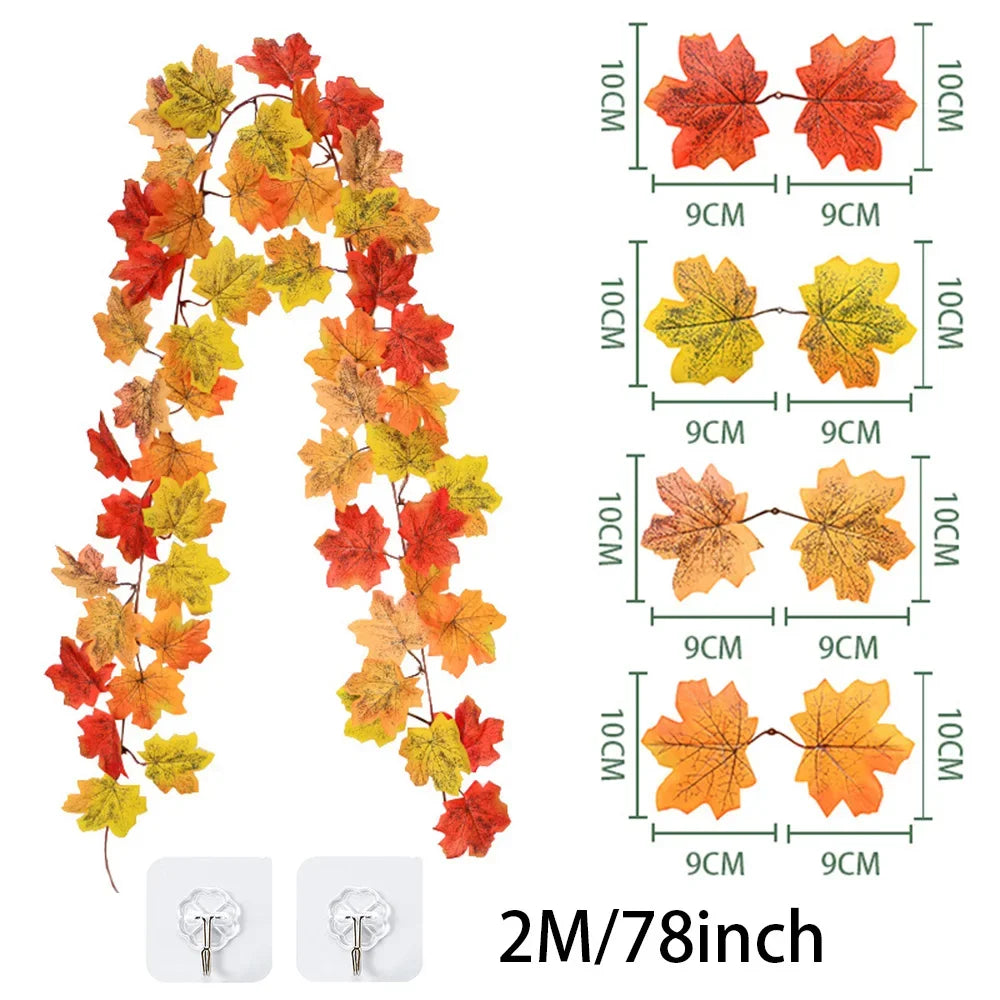 Guirlande de feuilles d'automne artificielle – 2 m