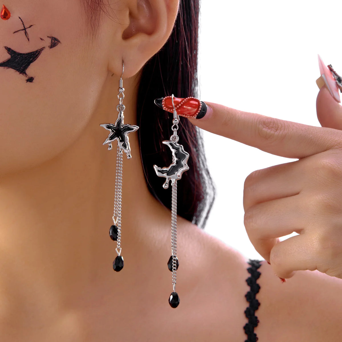 Boucles d'oreilles chauve-souris cristal rouge – Halloween