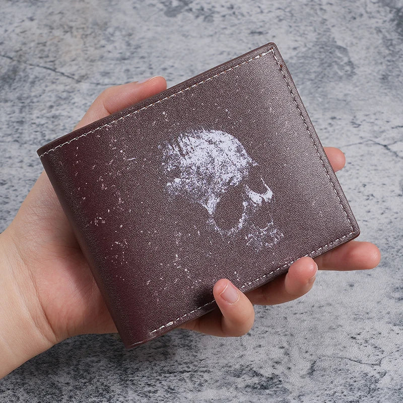 Portefeuille compact chauve-souris et crâne – Halloween rétro