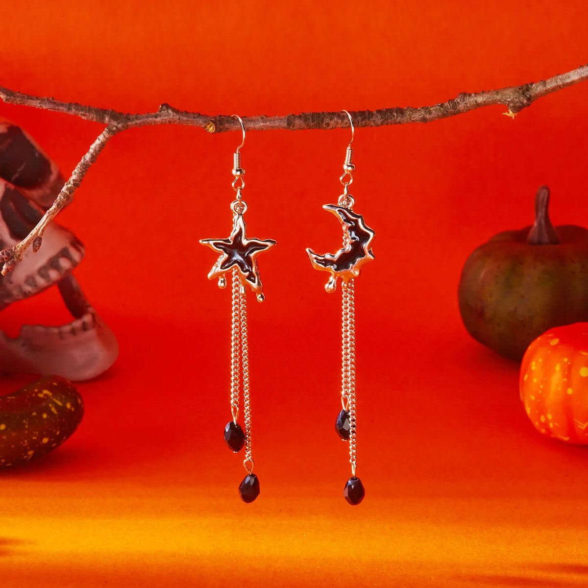 Boucles d'oreilles chauve-souris cristal rouge – Halloween
