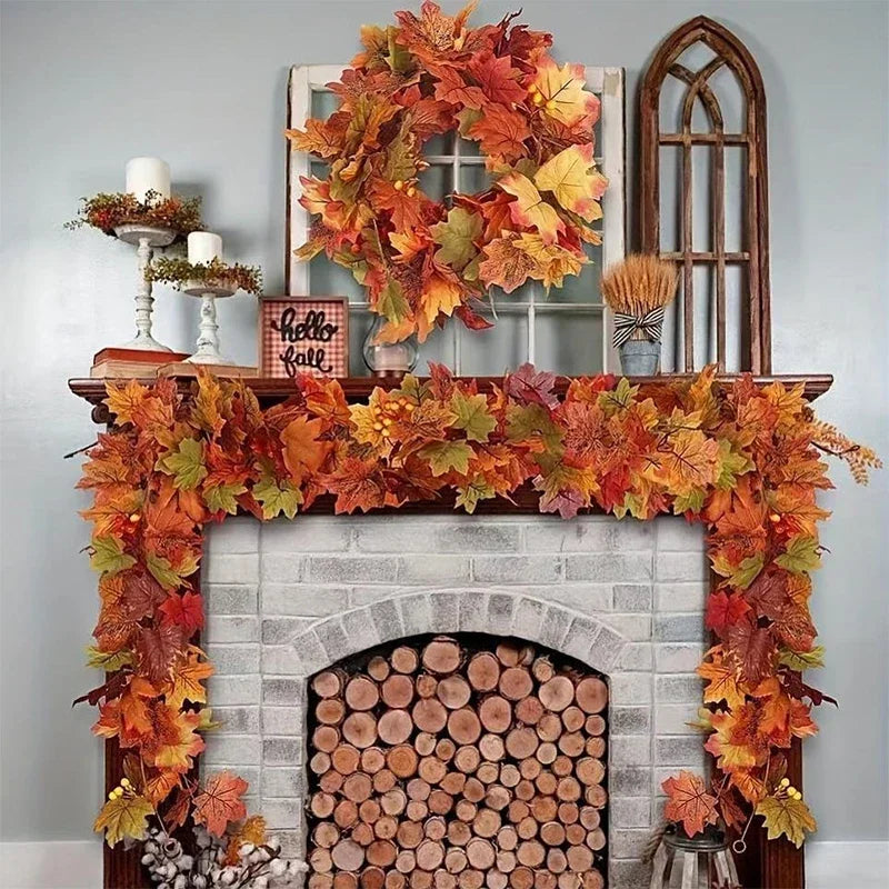 Guirlande de feuilles d'automne artificielle – 2 m