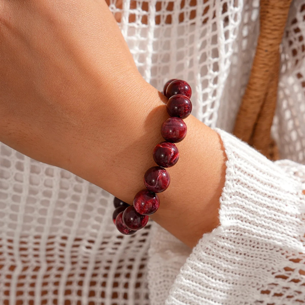 Bracelet élastique perles couleurs d'automne