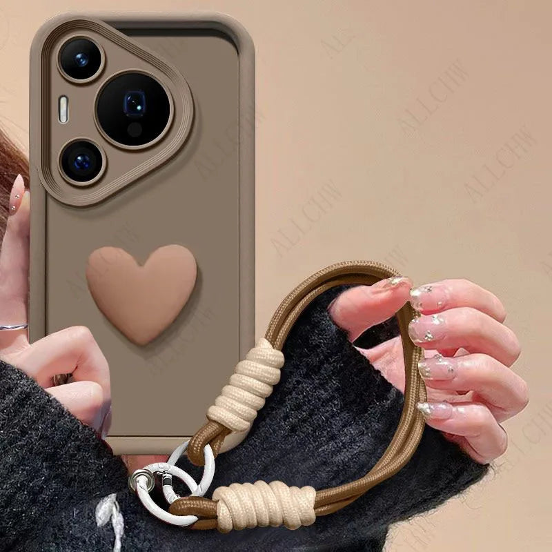 Coque Huawei Pura 80/Pro/Ultra avec Cœur 3D et Sangle