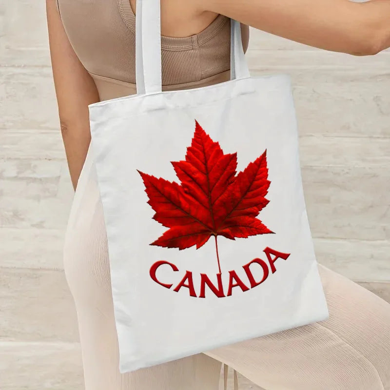 Maple leaves Handbags Cartoon Love Canada Shoulder Bags Shopping Bags Eco Daily Use Handbag Large Capacity Tote Bag