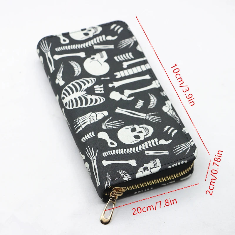 Portefeuille squelette noir et blanc – Halloween pour femme