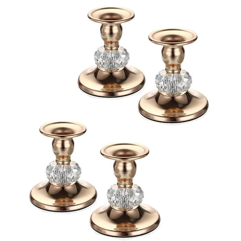 1/2/4/8PCS Metal Taper Candlestick Holders Vintage Brass Taper Candle Holders, Metal Crystal Candle Stands Elegant Candlestick