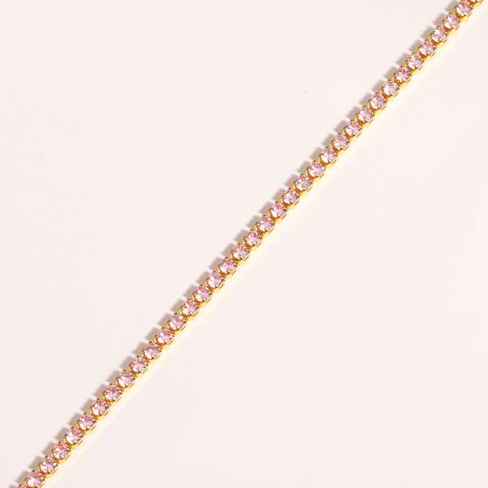 Collier tennis zircones colorées doré