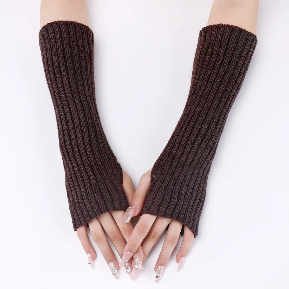 Long Fingerless Gloves Women Mitten Winter Arm Warmer Kawaii Knitted Sleeve Soft Girls Anime Clothes Punk Gothic Lolita 1/2/5 pc