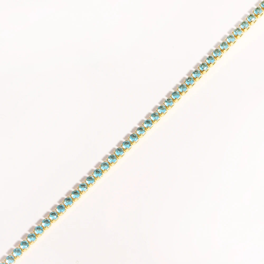 Collier tennis zircones colorées doré