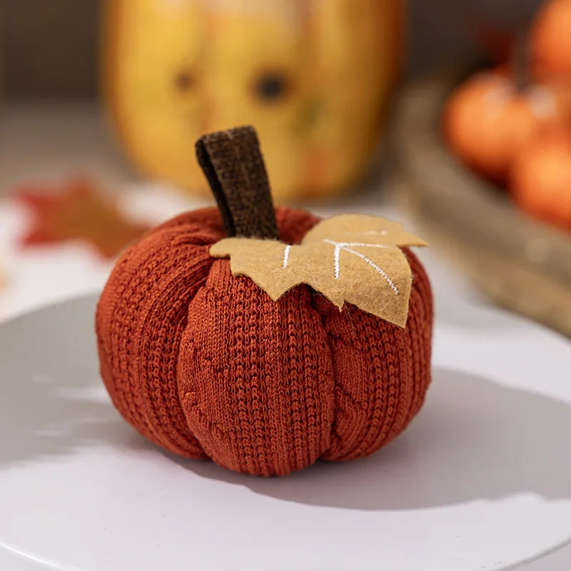 Set de 3 citrouilles décoratives en tissu – Tons d'automne