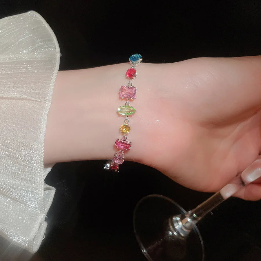 Collier cristaux colorés doré
