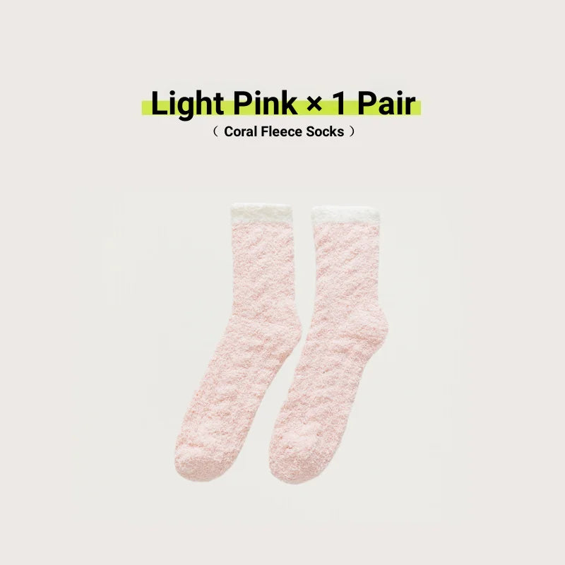 Women Cute Cat Paw Coral Fleece Socks Winter Thermal Thick Warm Fluffy Mid Calf Socks Non Slip Home Floor Sleep House Cozy Gift