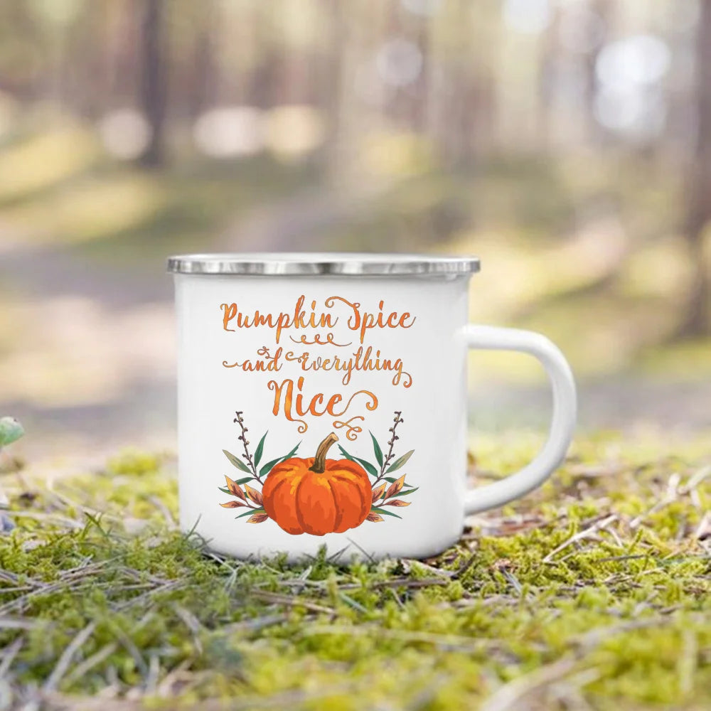 Mugs émail citrouille et animaux
