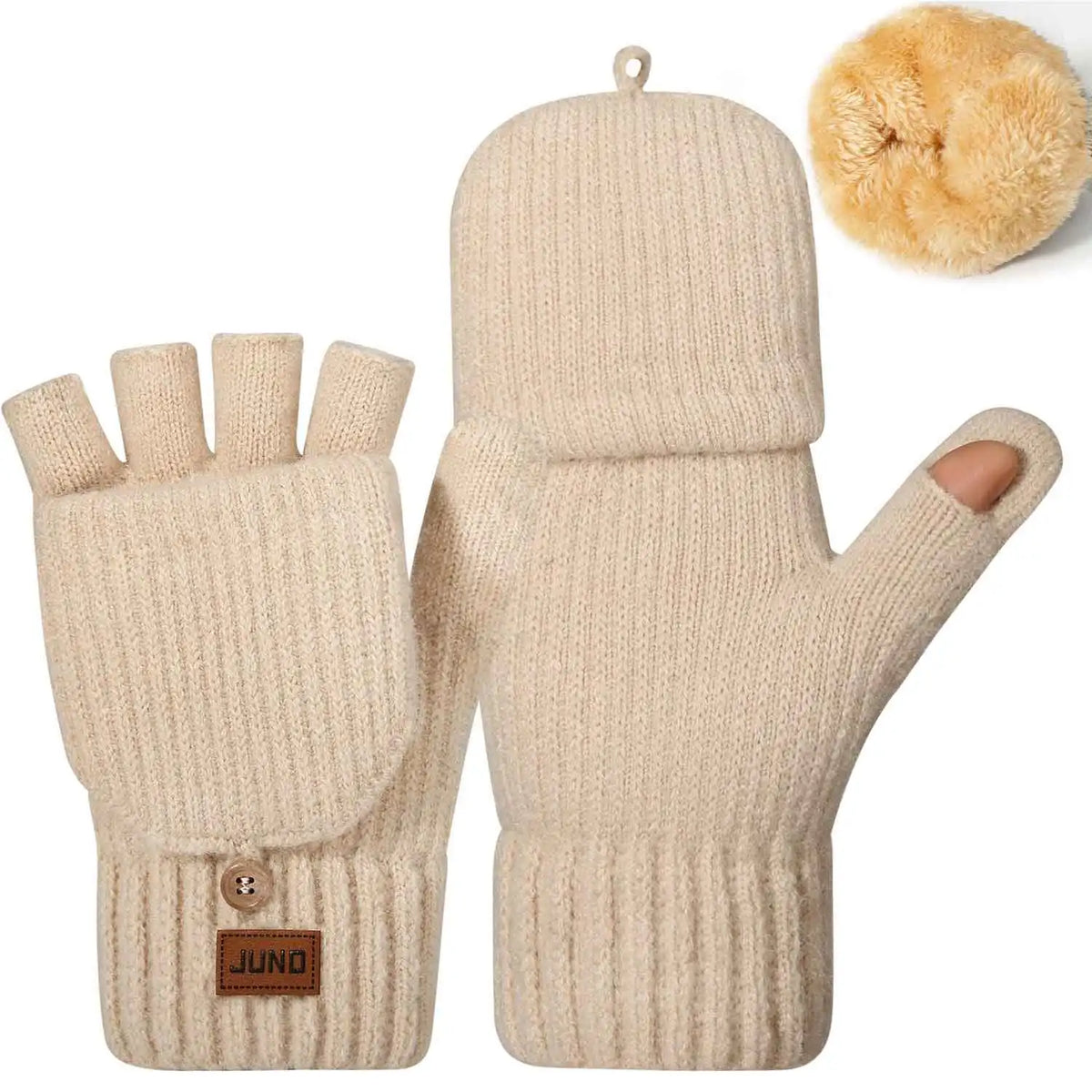 Women's Thermal Touchscreen Gloves - Cable Knit Fleece Lined, Soft Warm Winter for Outdoor Riding Commuting, Autumn Winter