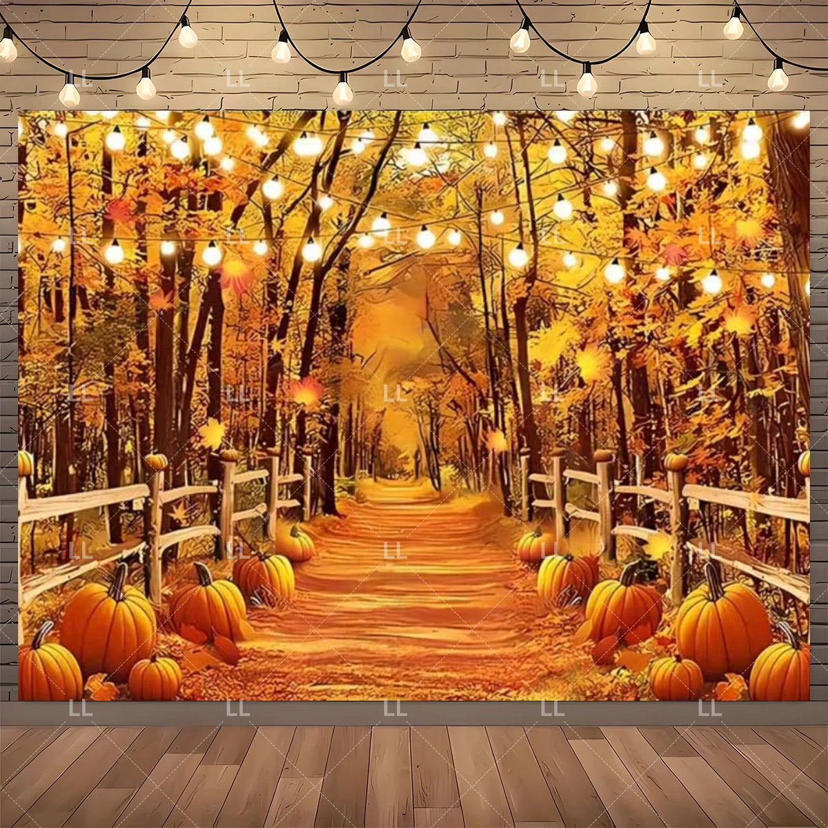 Fall Harvest Backdrop Thanksgiving Festivals Party Decoration Autumn Barn Pumpkin Maple Scarecrow Farm Photography Background