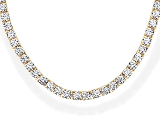 Collier tennis diamants simulés doré