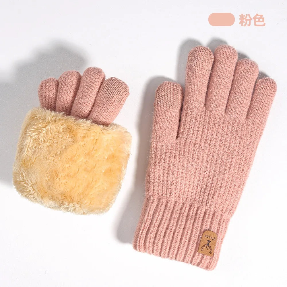 Women's Thermal Touchscreen Gloves - Cable Knit Fleece Lined, Soft Warm Winter for Outdoor Riding Commuting, Autumn Winter