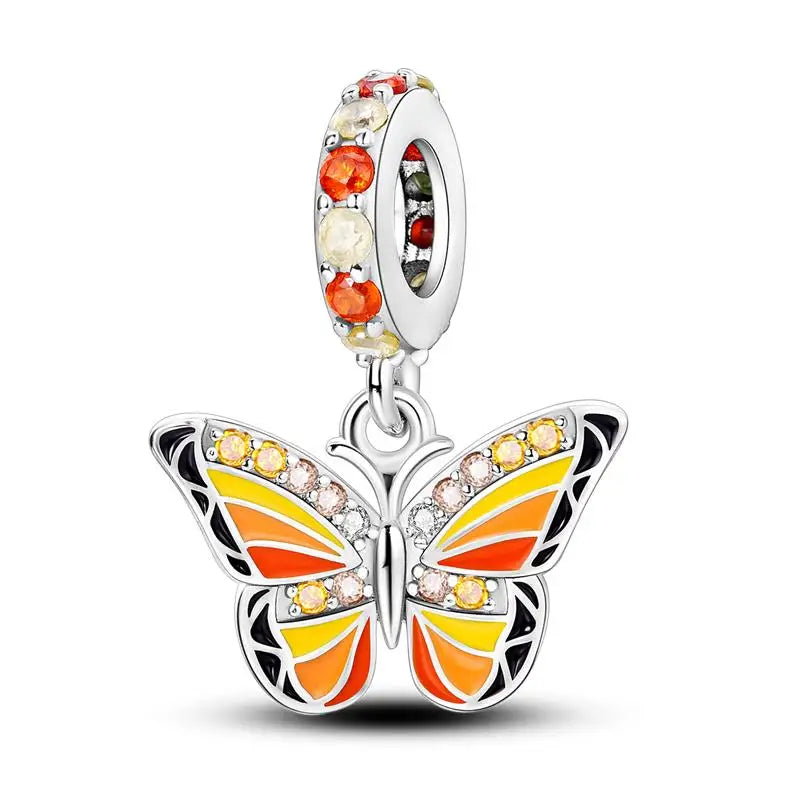 925 Sterling Silver Shiny Zircon Autumn Squirrel Maple Leaf Beads Suitable Fit Pan Original Bracelet DIY Anniversary