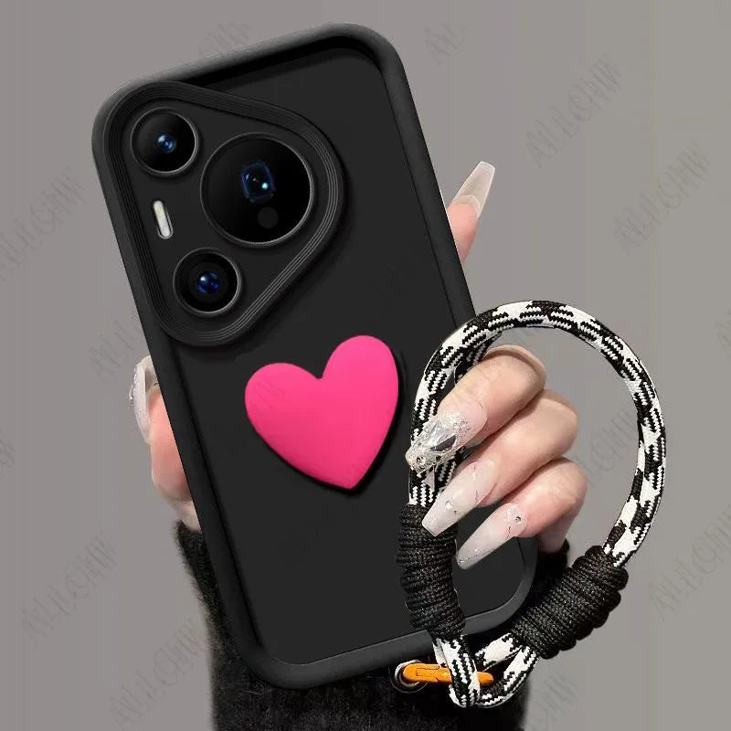 Coque Huawei Pura 80/Pro/Ultra avec Cœur 3D et Sangle