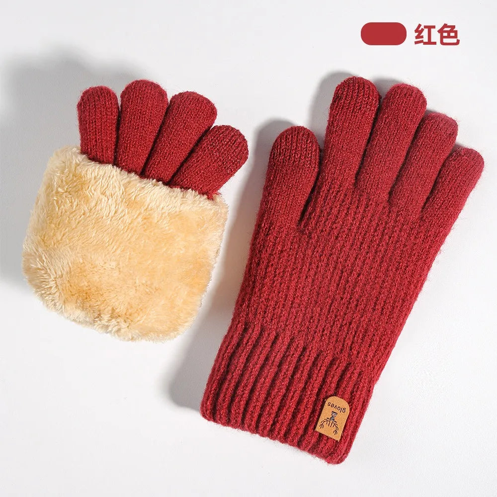 Women's Thermal Touchscreen Gloves - Cable Knit Fleece Lined, Soft Warm Winter for Outdoor Riding Commuting, Autumn Winter
