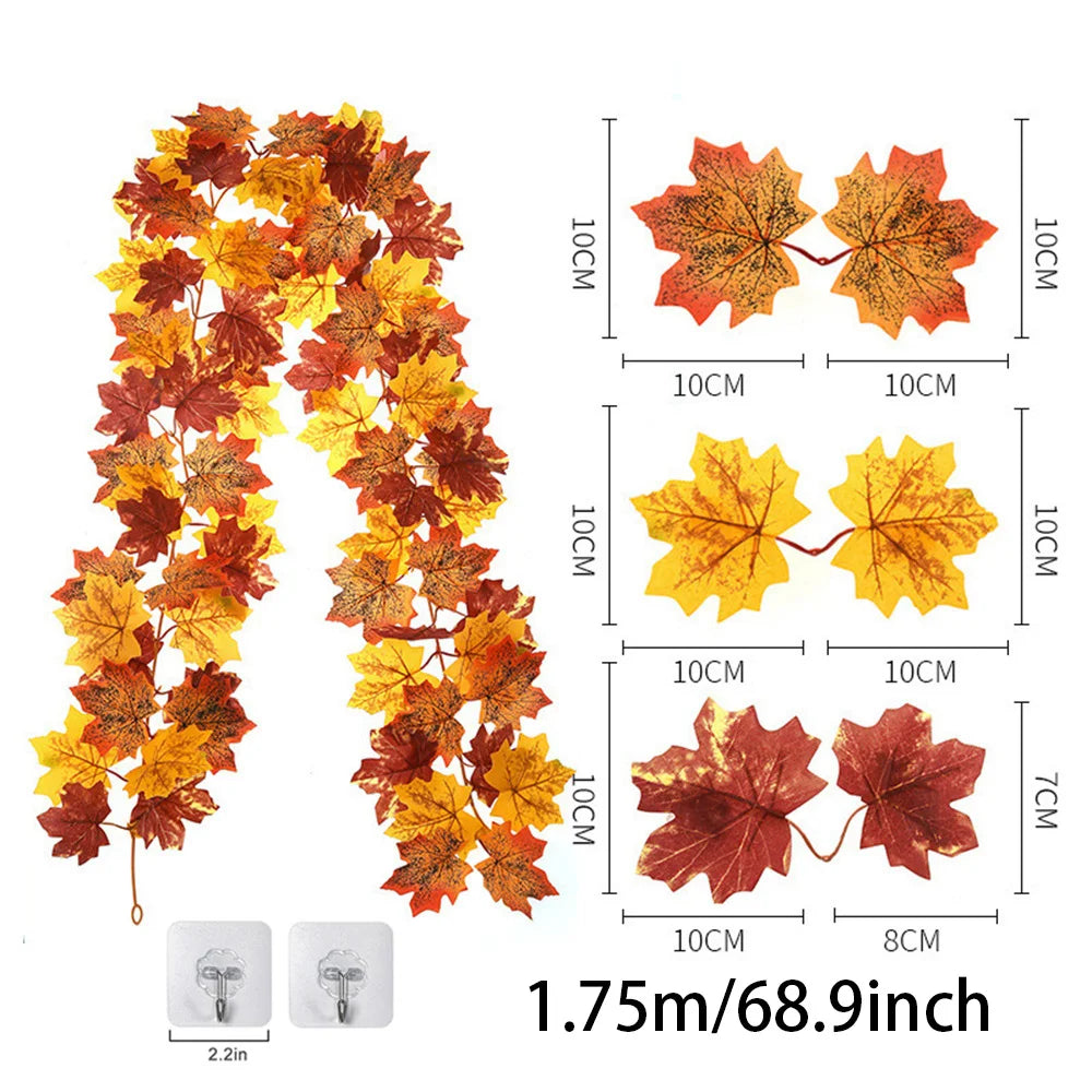 Guirlande de feuilles d'automne artificielle – 2 m