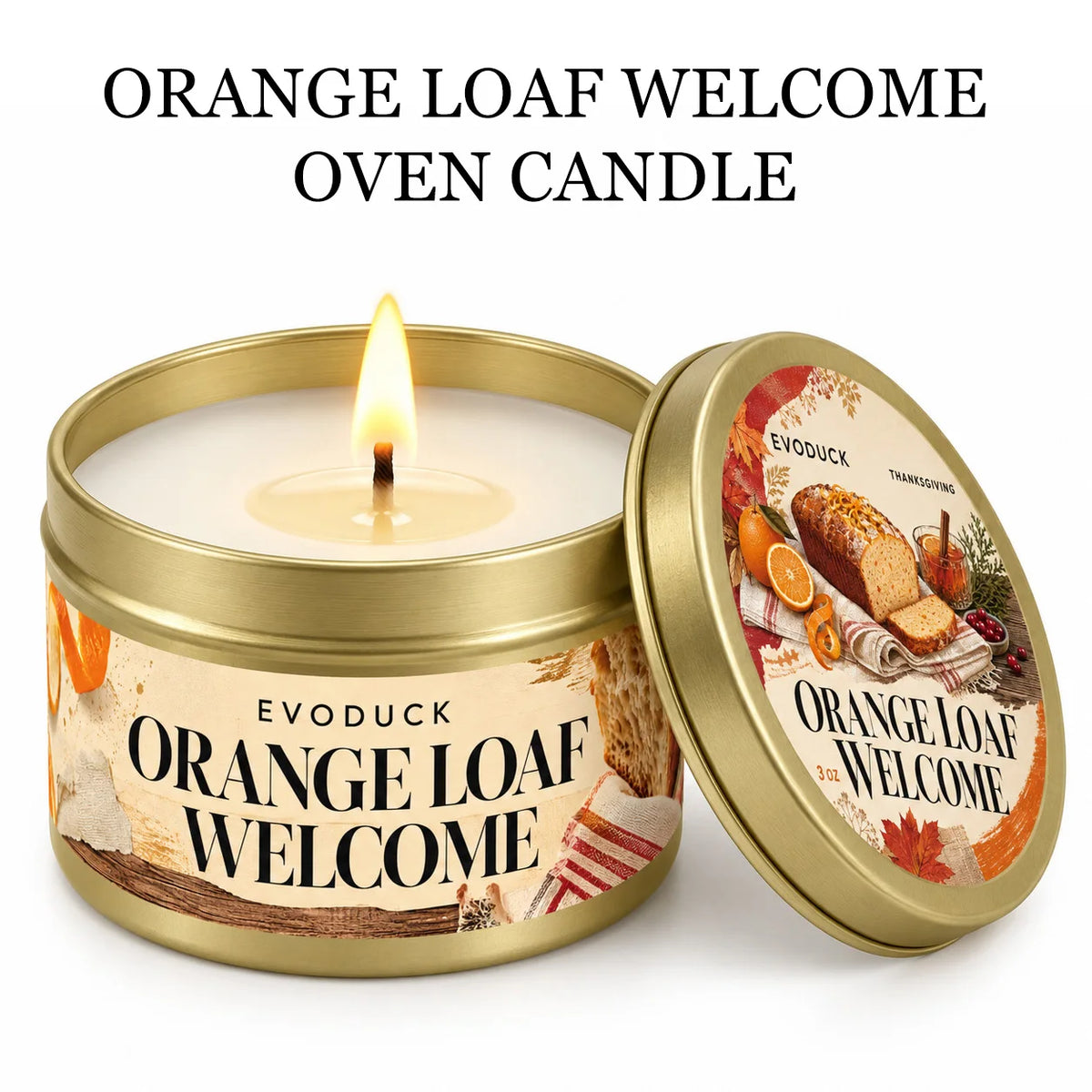 Thanksgiving Scented Candles Gift Set 3oz Gold Tins, Choose 1, 2 or 4 Pcs, 4 Fall Scents, Gift Box & Card, Hostess Gift